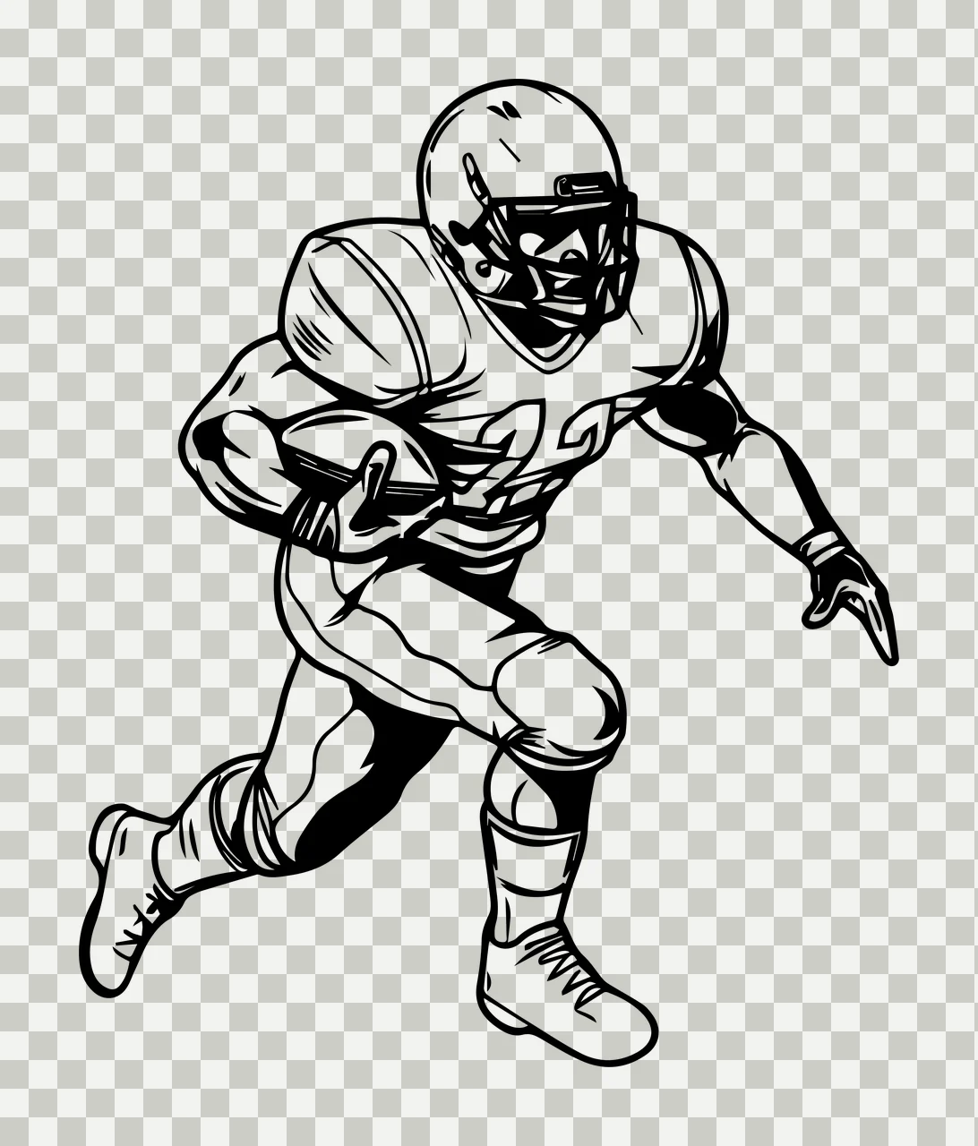 Football Player Running Side View Illustration helmet uniform transparency and detail preview thumbnail