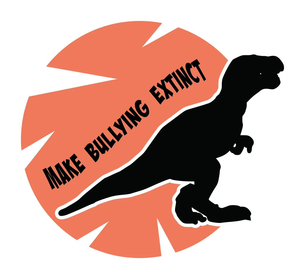 Dinosaur Silhouette Inside A Circular Shape With Jagged standing