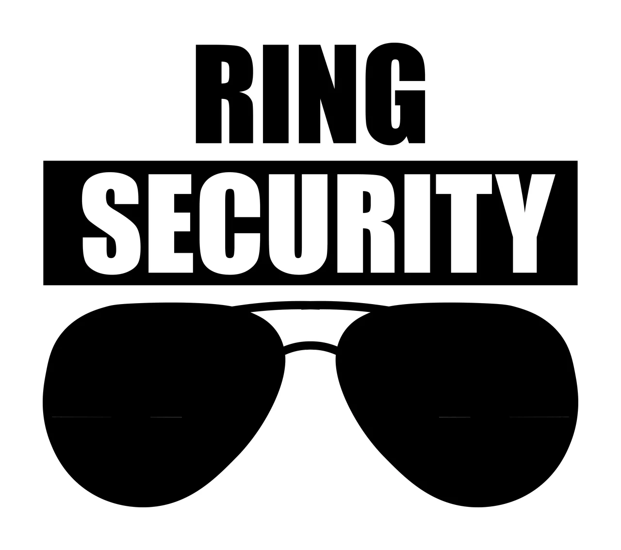 Ring Security Sunglasses Text Design static typographic black