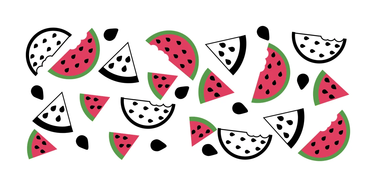 Can Glass Wrap Watermelon Slices And Seeds Pattern silhouette
