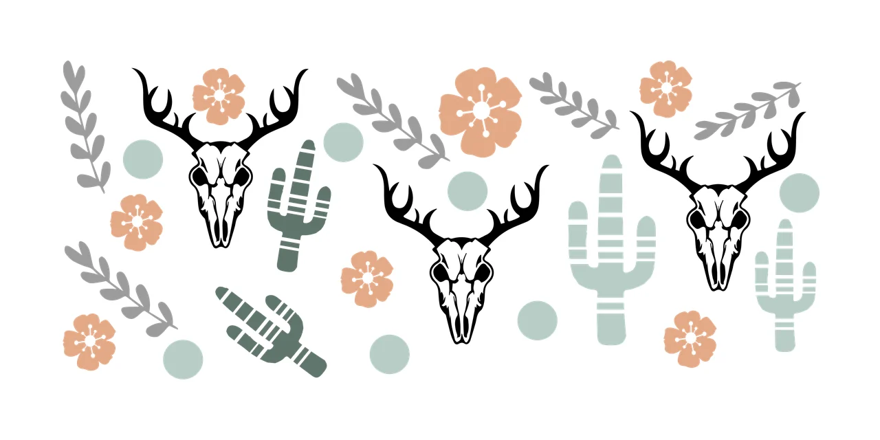 Can Glass Wrap Desert Skulls And Cacti Pattern deer skull cactus