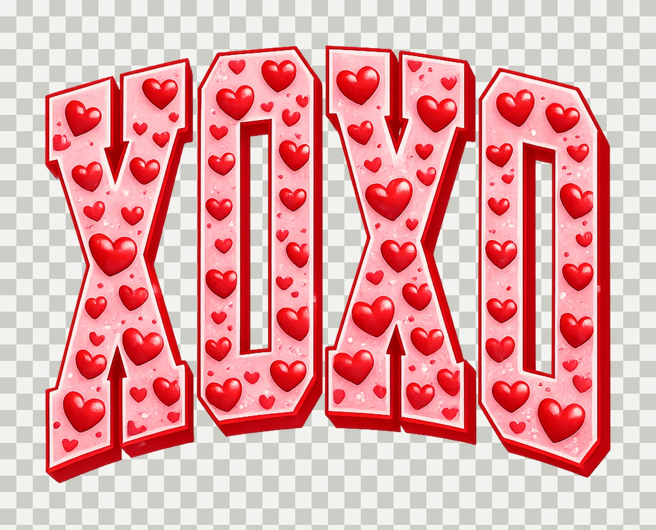XOXO Valentines Heart Design Cute Coquette Valentine transparency and detail preview thumbnail