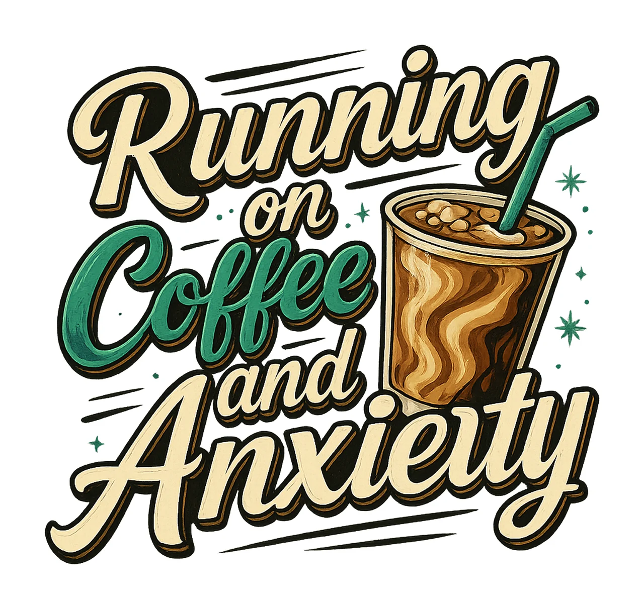 Running On Coffee And Anxiety Iced Coffee Design Coffee