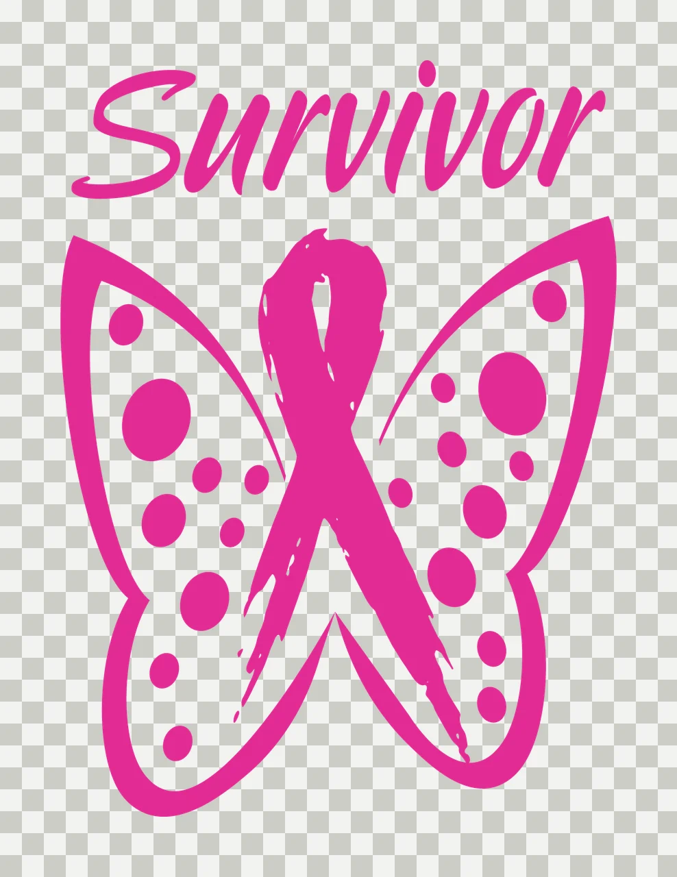 Survivor Butterfly Ribbon Graphic Design and dots black white transparency and detail preview thumbnail