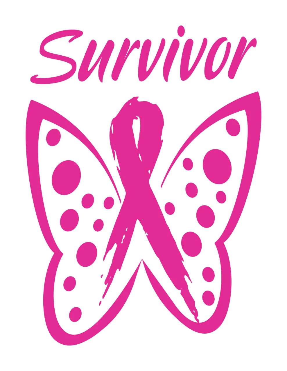 Survivor Butterfly Ribbon Graphic Design and dots black white
