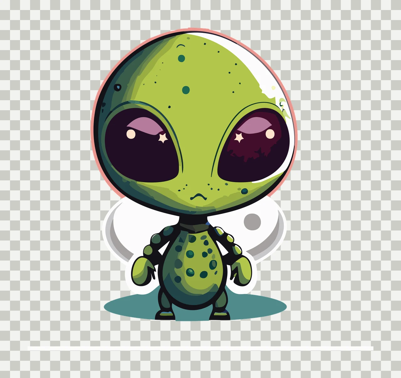 Black Alien Character Circular Silhouette standing head body transparency and detail preview thumbnail