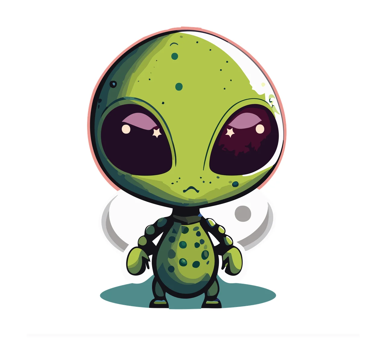 Black Alien Character Circular Silhouette standing head body