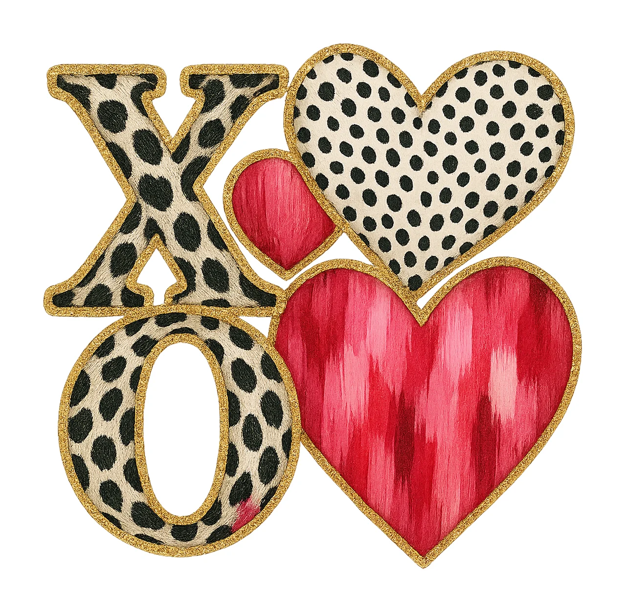 Coquette XOXO gold glitter Valentines Sublimation Design
