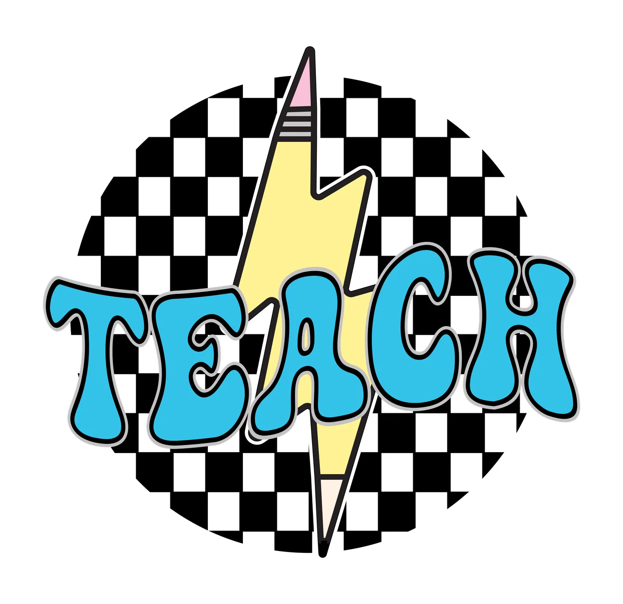 Teacher Silhouette With Checkerboard Background overlapping