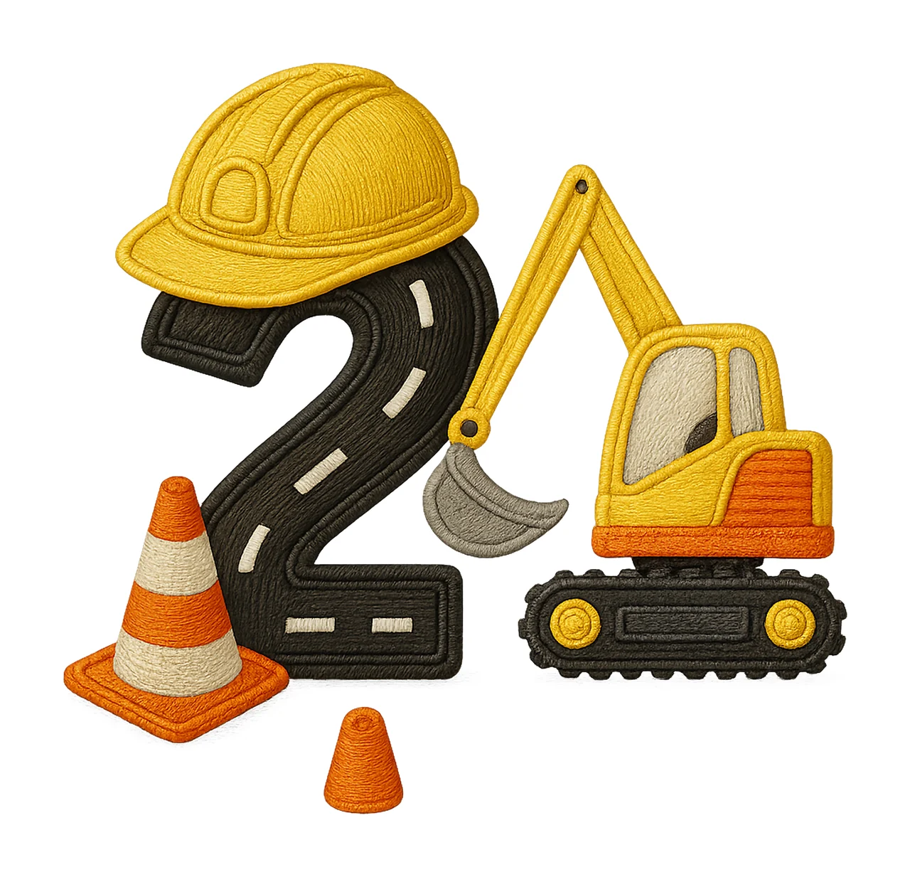 Embroidered Construction Excavator Birthday Kids Shirt