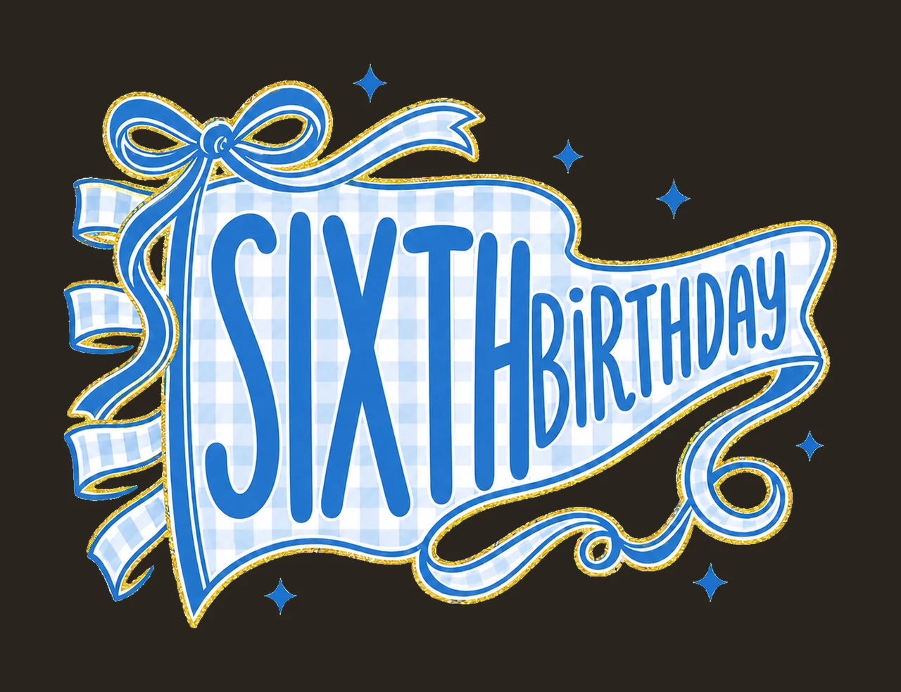 Blue Gingham Birthday Pennant sublimation Variation A contrast preview thumbnail