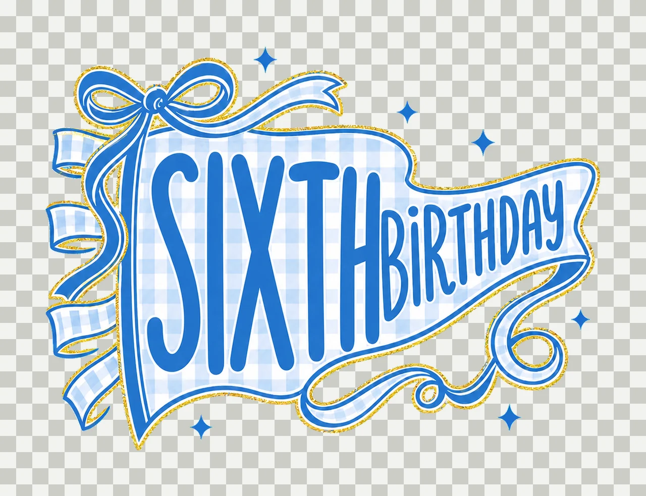 Blue Gingham Birthday Pennant sublimation Variation A transparency and detail preview thumbnail