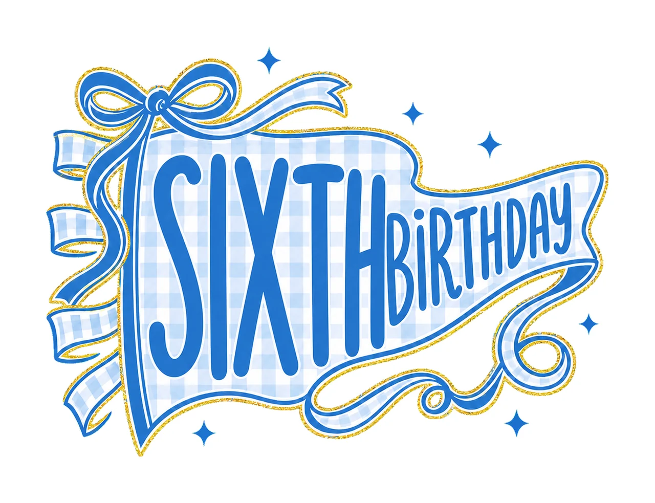 Blue Gingham Birthday Pennant sublimation Variation A