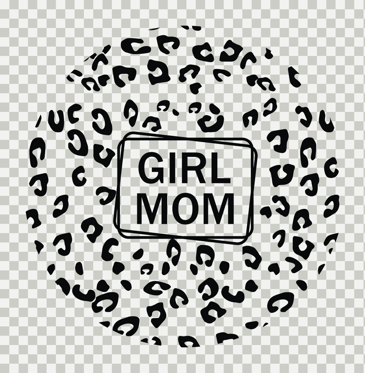 Keychain Girl Mom Leopard Print Circle Graphic rectangle black transparency and detail preview thumbnail