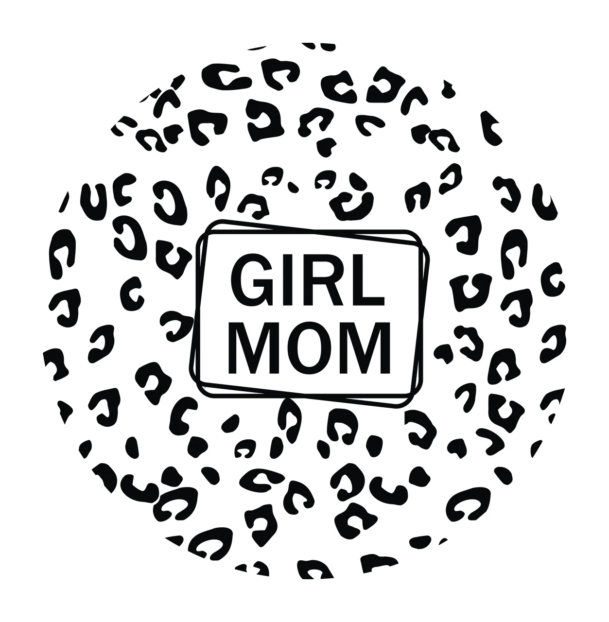 Keychain Girl Mom Leopard Print Circle Graphic rectangle black