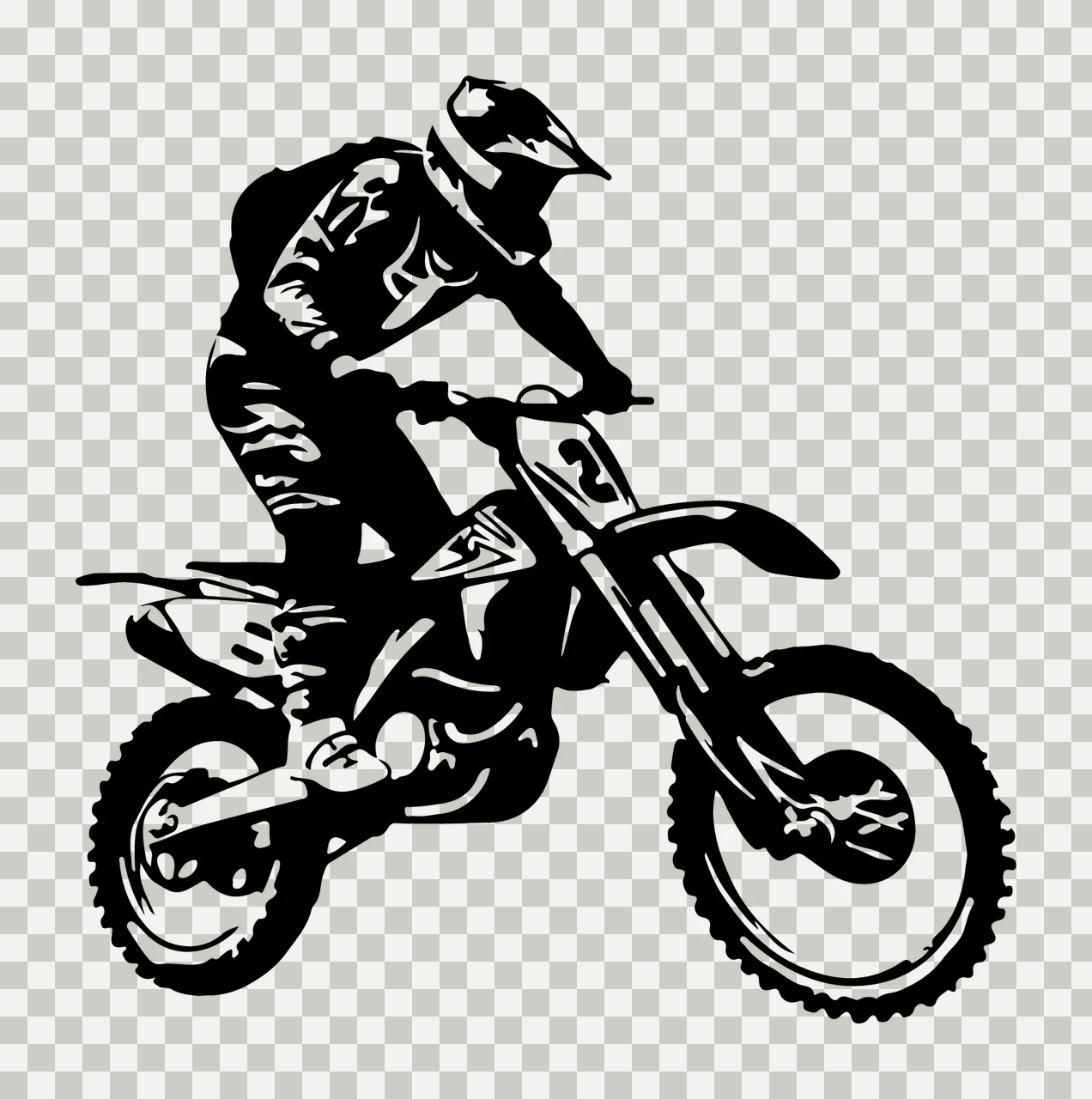 Motocross Rider On Dirt Bike Silhouette Motorcyclist riding transparency and detail preview thumbnail