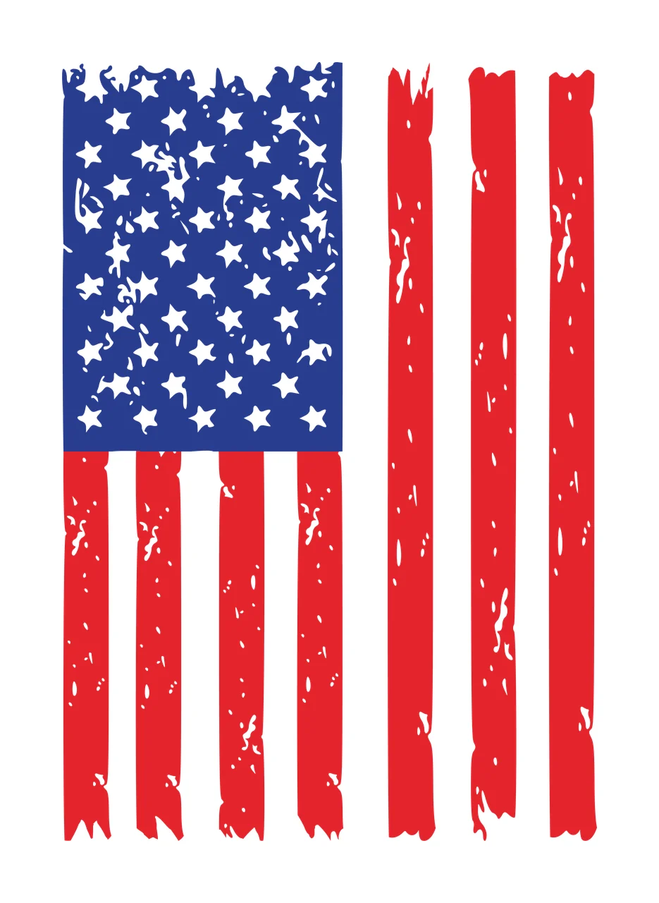 Flag Distressed Stripes With Stars Element Display black white