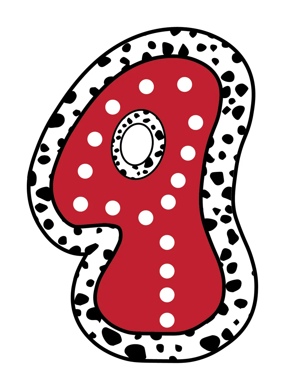 Dalmatian Dots Font Race Doodle Character 23 racing checkered flag