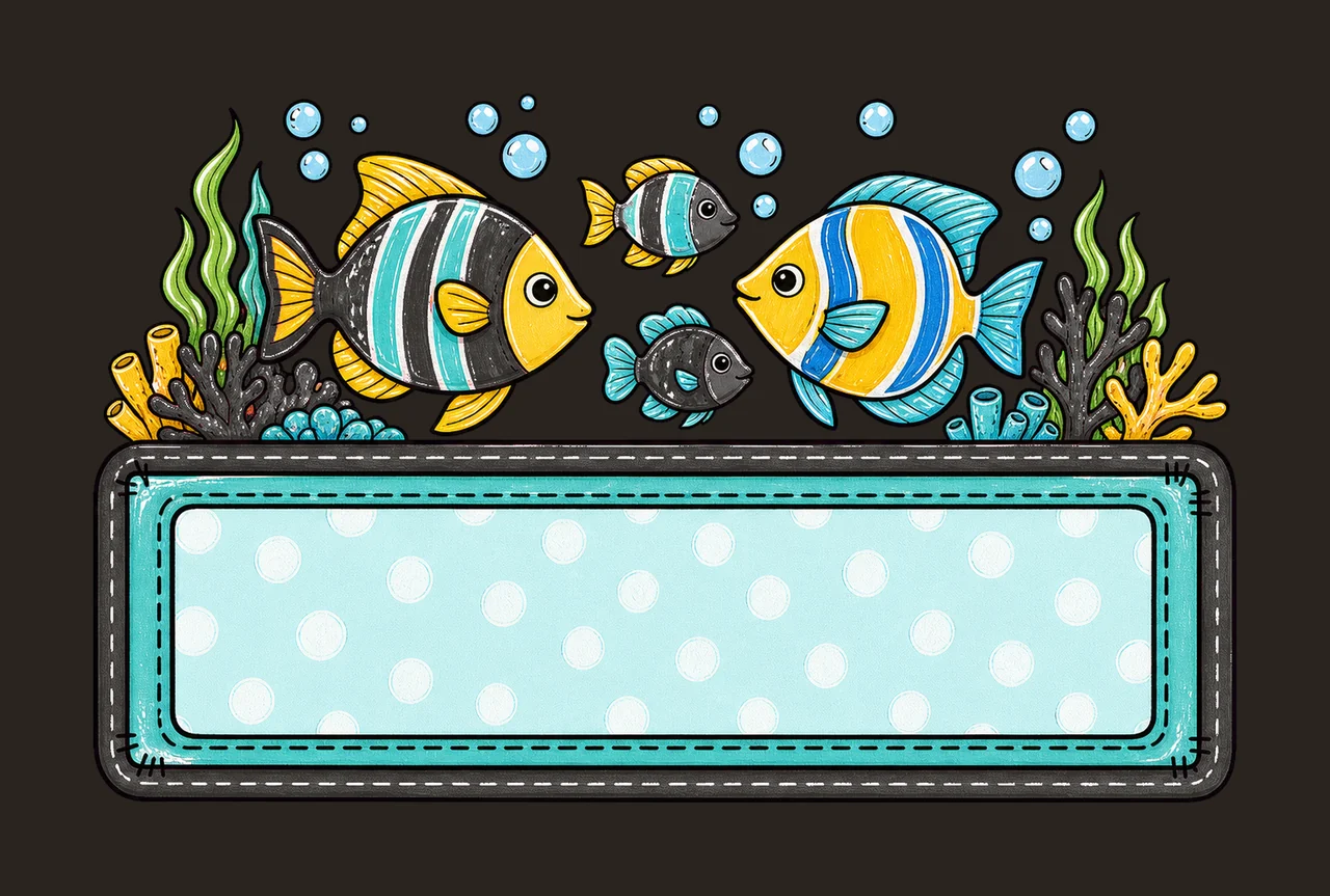 Colorful fish underwater with Name Patch girly Variation C contrast preview thumbnail