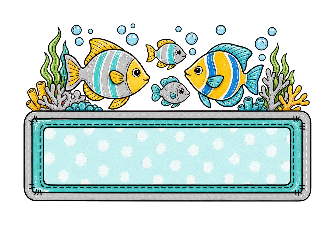 Colorful fish underwater with Name Patch girly Variation C