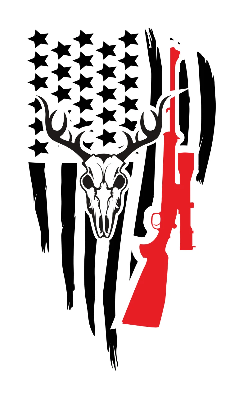 Skull Animal Silhouette With Patriotic Stripes superimposed