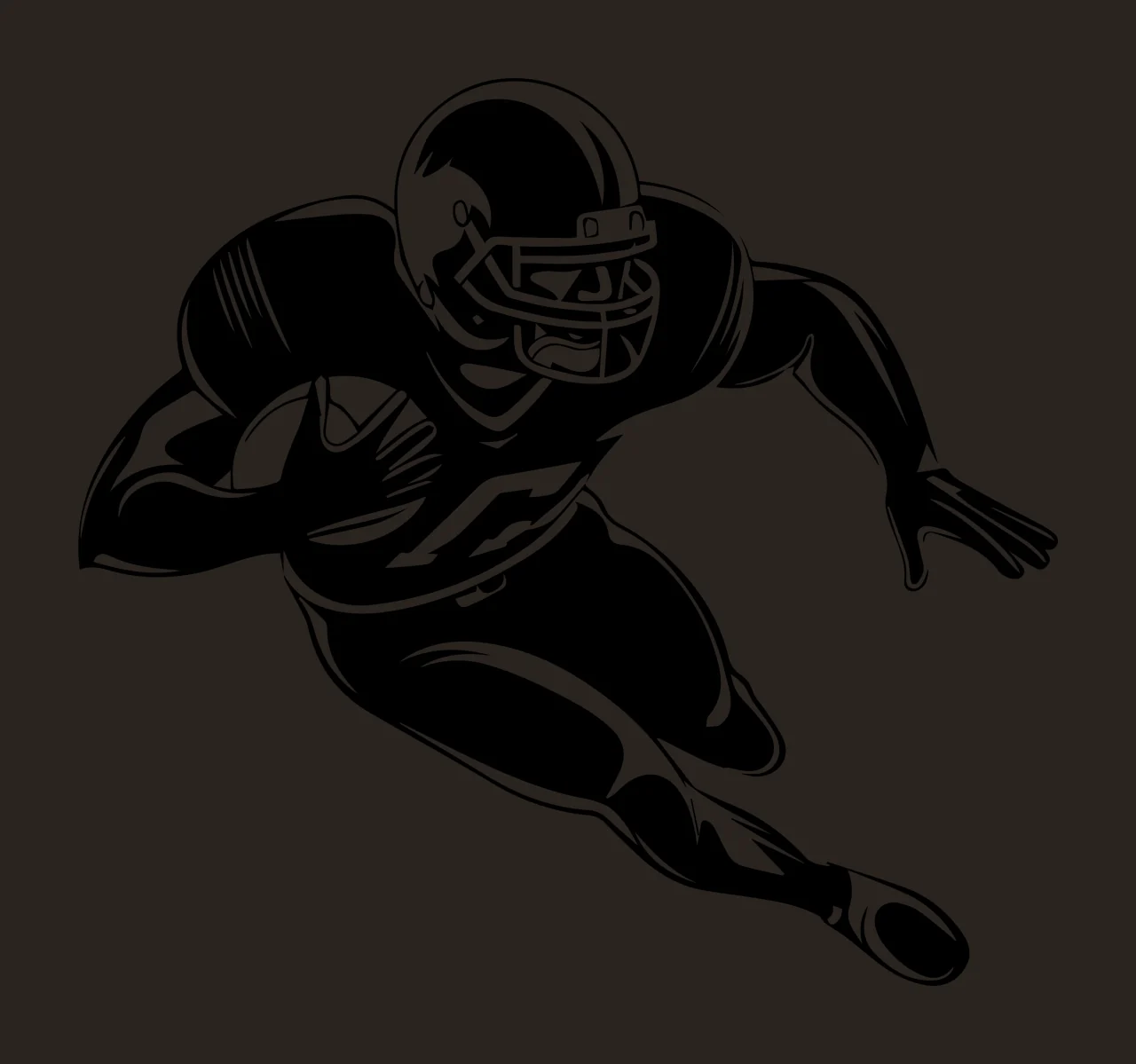 Football Player Running With Ball Silhouette helmet black Variation contrast preview thumbnail