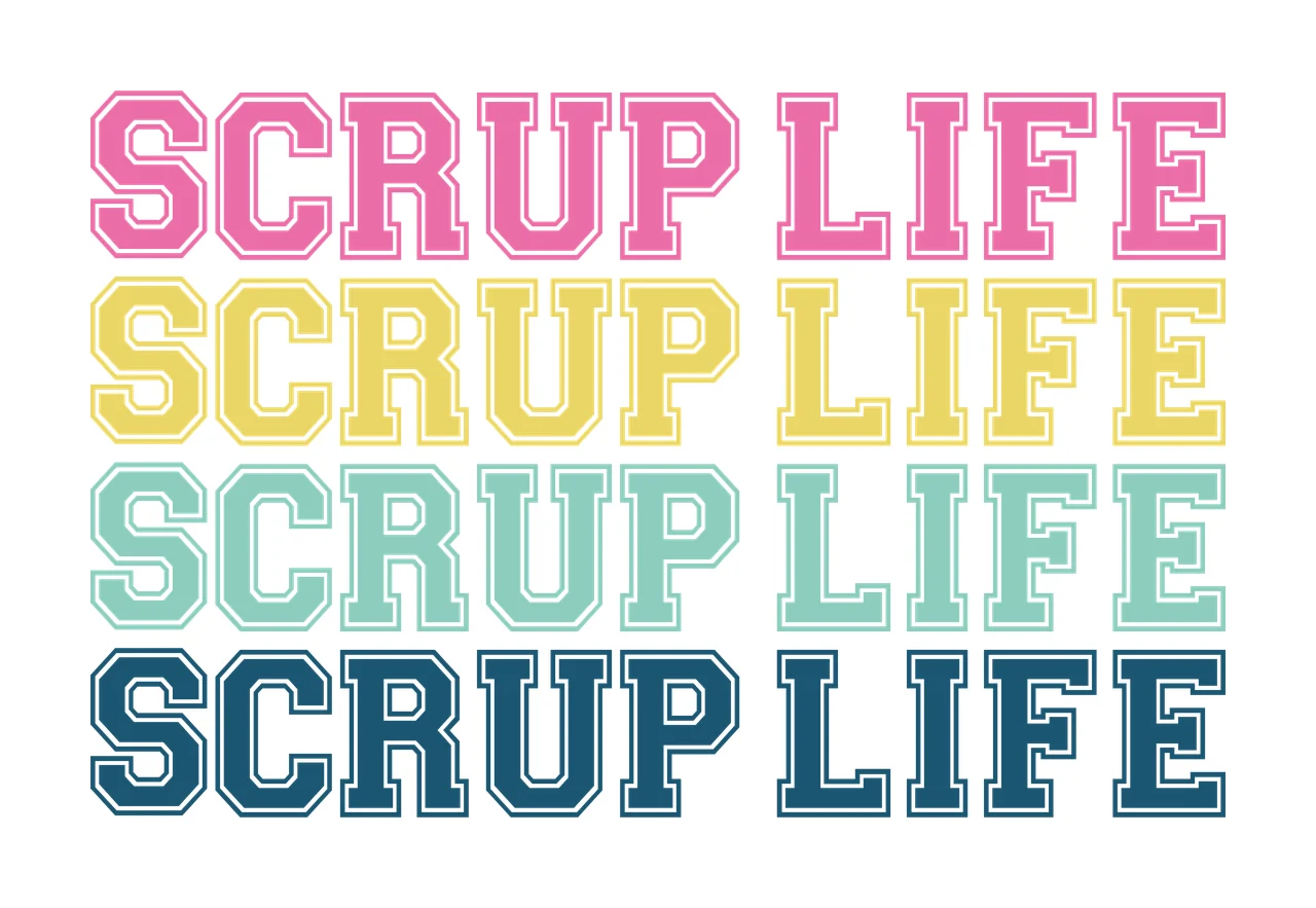 Scrup Life Repeated Text Layout Repeating letters words black