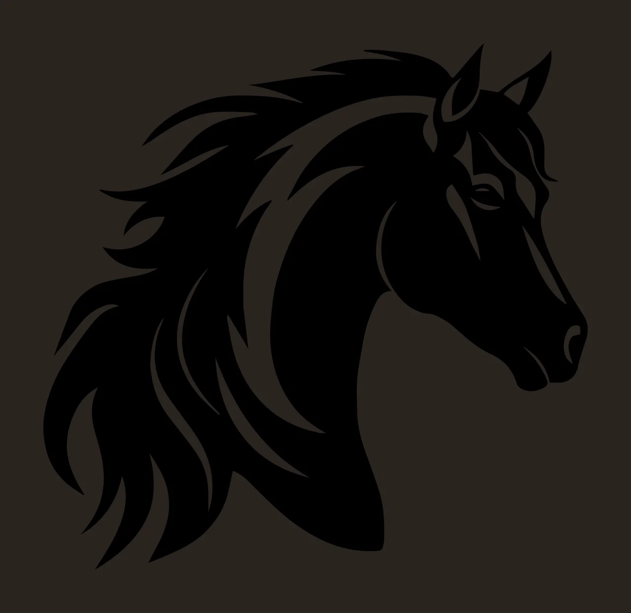 Horse Head With Mane And Animal In Black contrast preview thumbnail