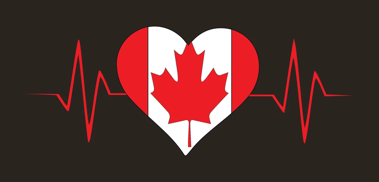 Heart Shape With Maple Leaf Ekg pulsing line silhouette black contrast preview thumbnail