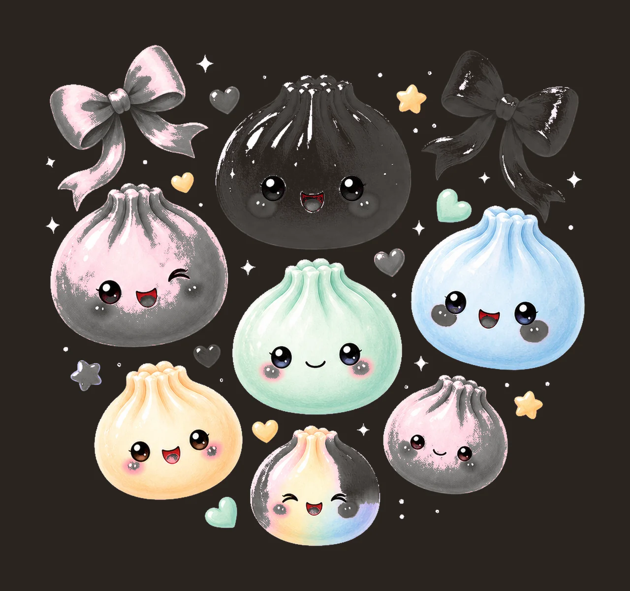 Kawaii Dumpling Cute Pastel Anime Food Variation B contrast preview thumbnail