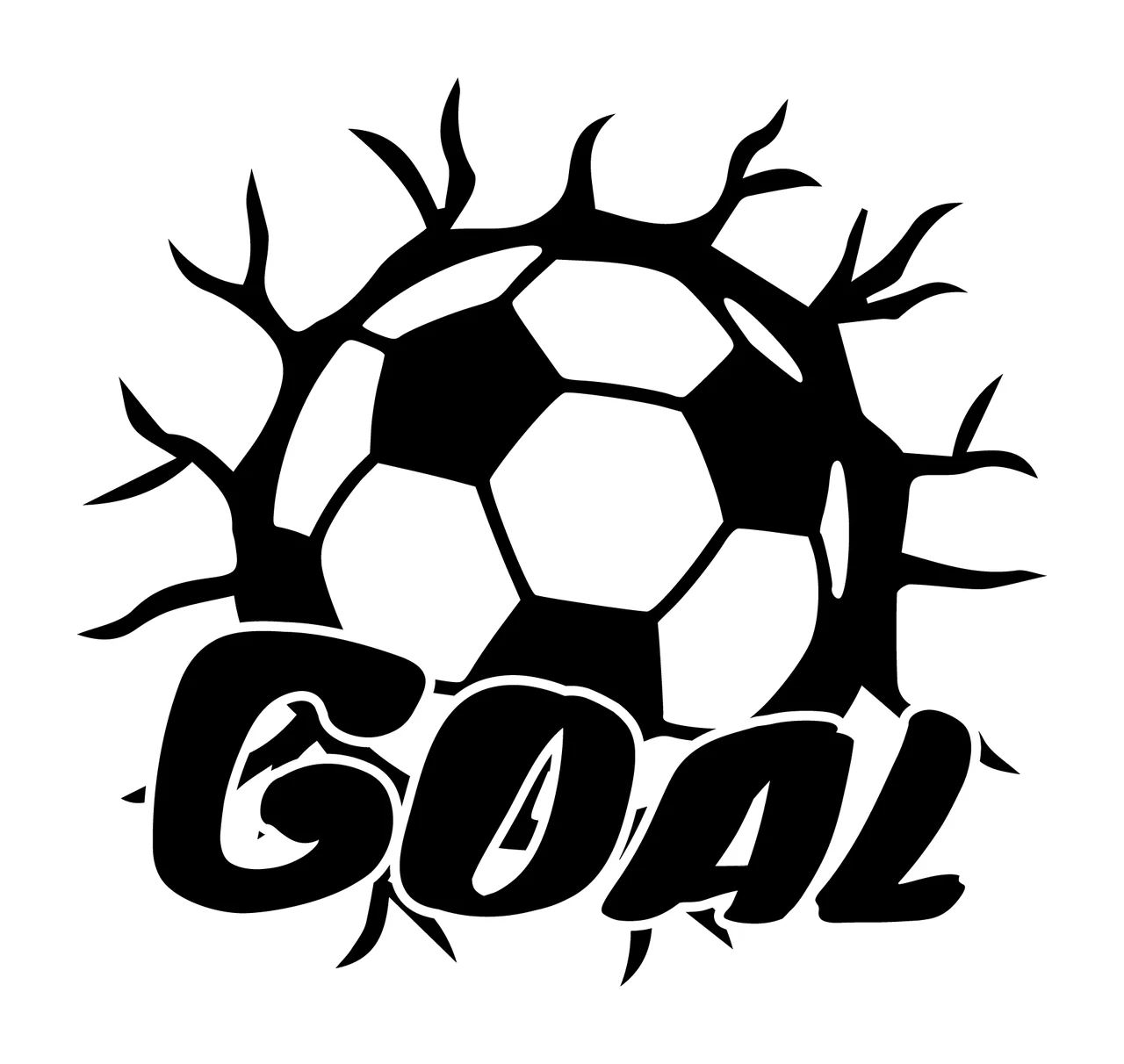 Soccer Goal Text With Ball cracking cracks silhouette black
