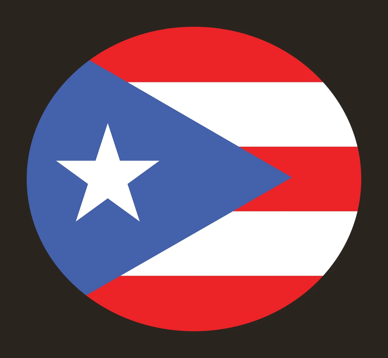 Puerto Rico flag emblem Illustration with circular flag emblem, blue triangle, white five-pointed star and red stripes contrast preview thumbnail