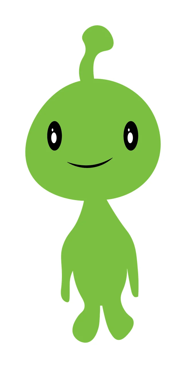 Green Alien Character Flat Graphic