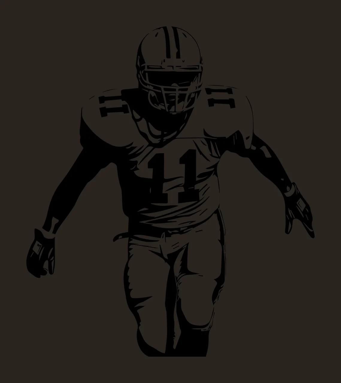 Football Player 11 American Running Graphic helmet jersey pads contrast preview thumbnail