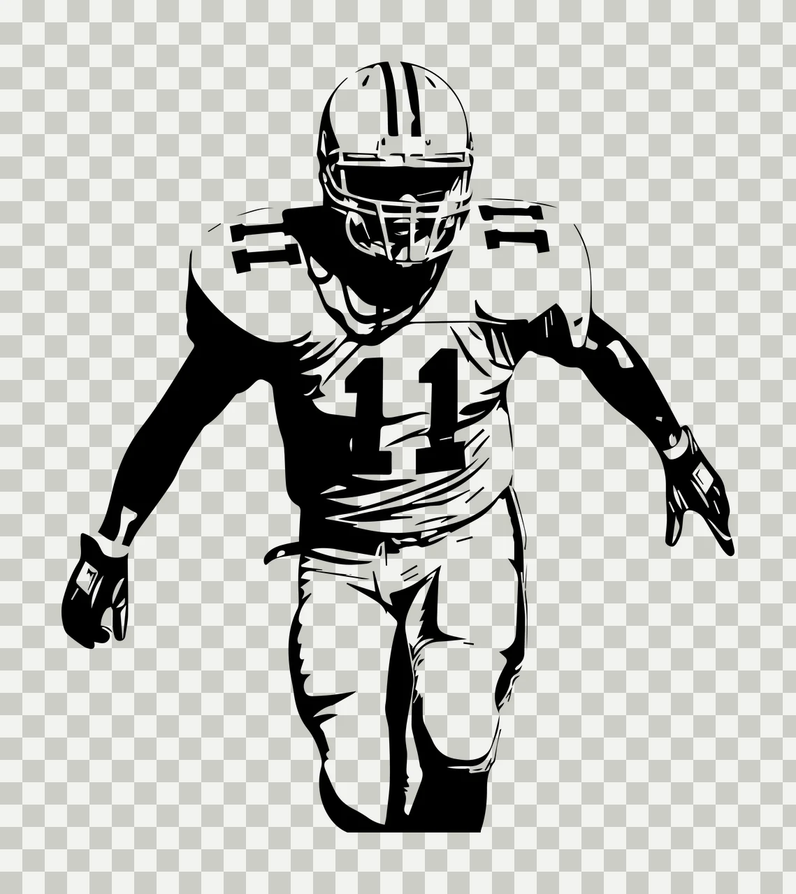 Football Player 11 American Running Graphic helmet jersey pads transparency and detail preview thumbnail