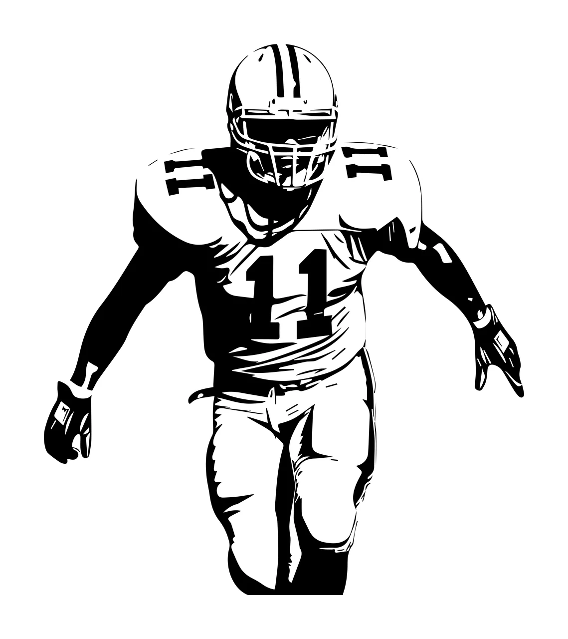 Football Player 11 American Running Graphic helmet jersey pads