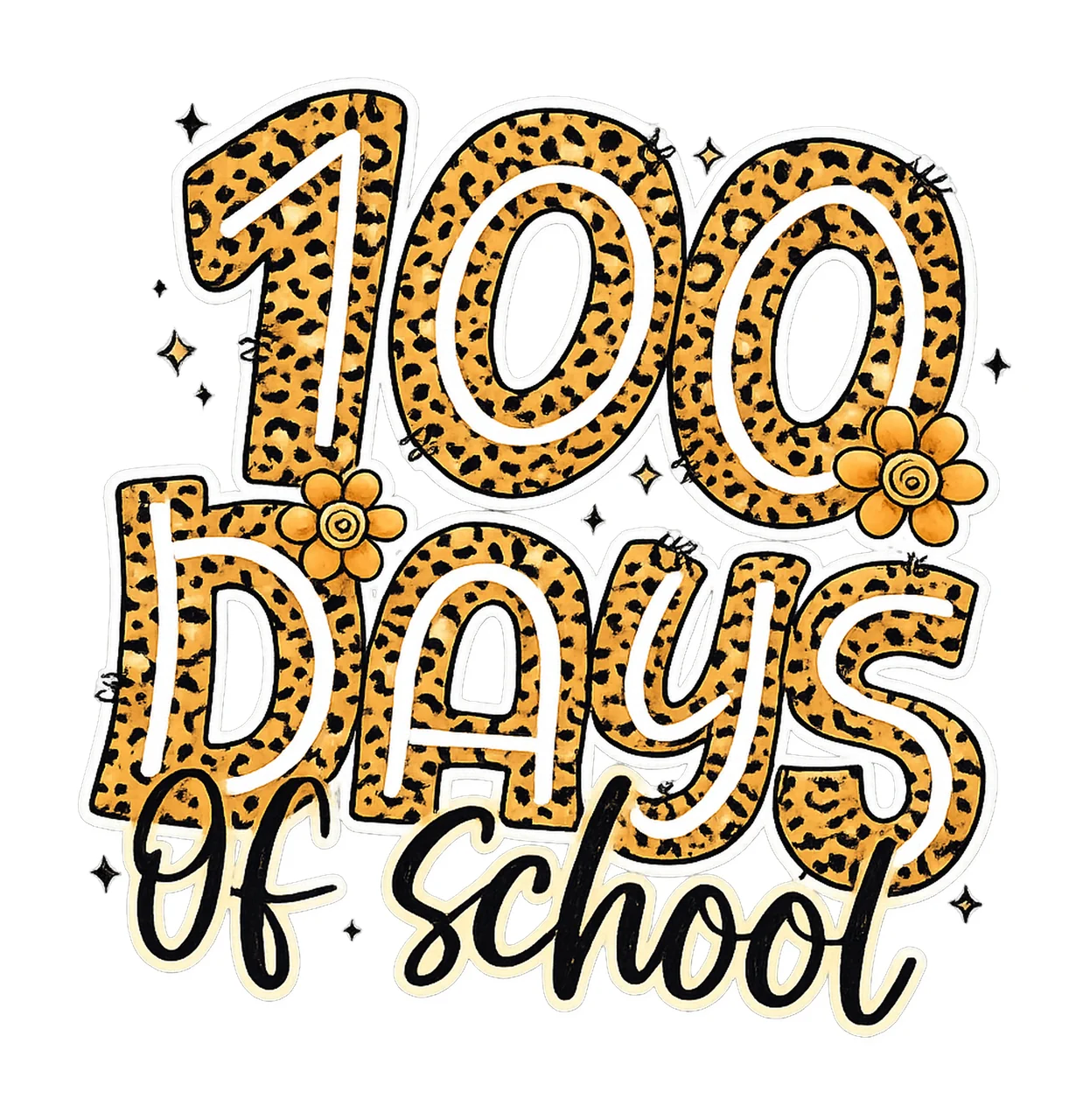 Leopard 100 days of school 100th day teacher design happy