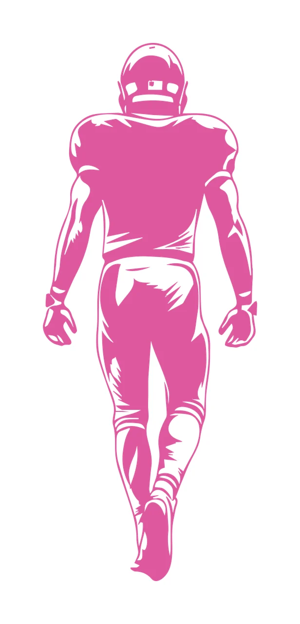 Football Standing Player In Back View helmet uniform graphic