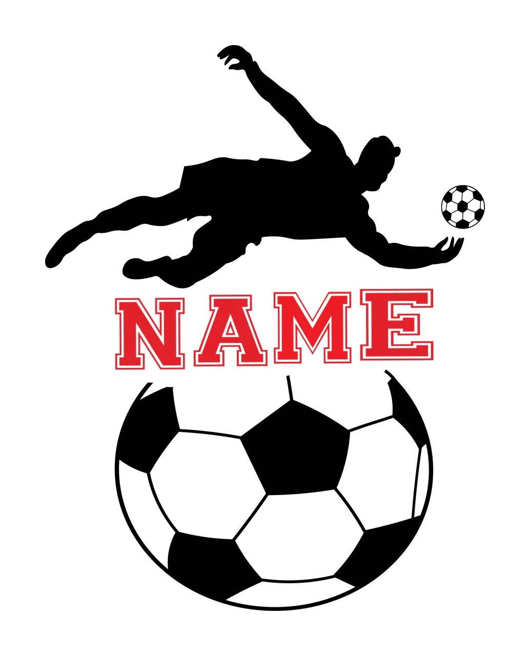 Soccer Name Silhouette Of Person Diving With Ball black white