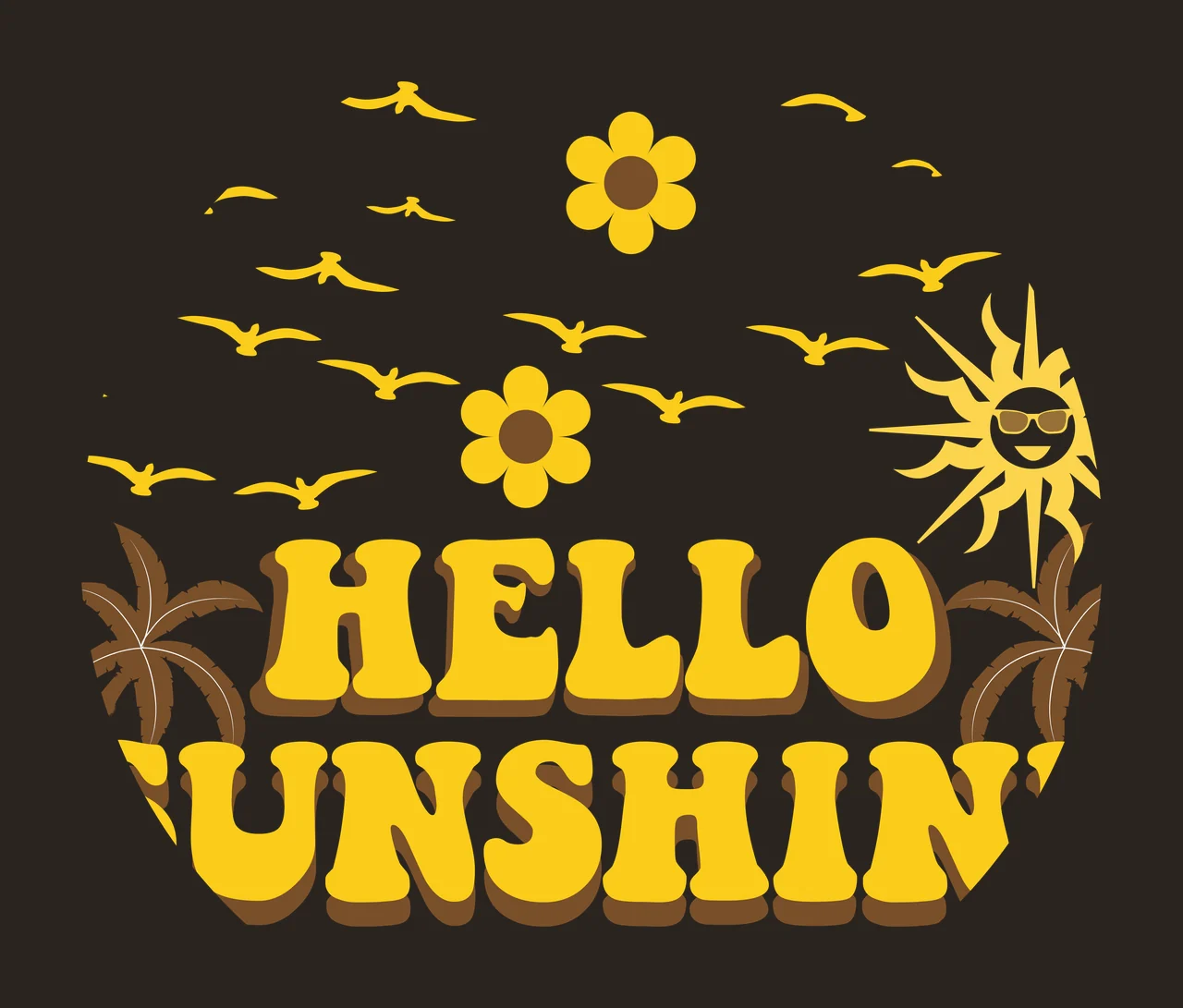 Keychain Circle Palm Sun Graphic enclosing tree flower bird contrast preview thumbnail
