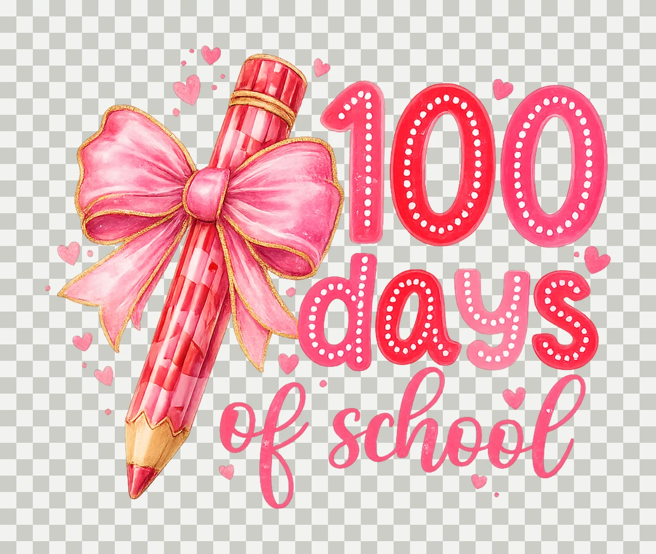 Happy 100 Days Of School Coquette Bow 100 Days Kids Digital transparency and detail preview thumbnail