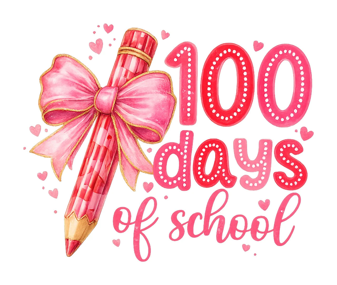 Happy 100 Days Of School Coquette Bow 100 Days Kids Digital