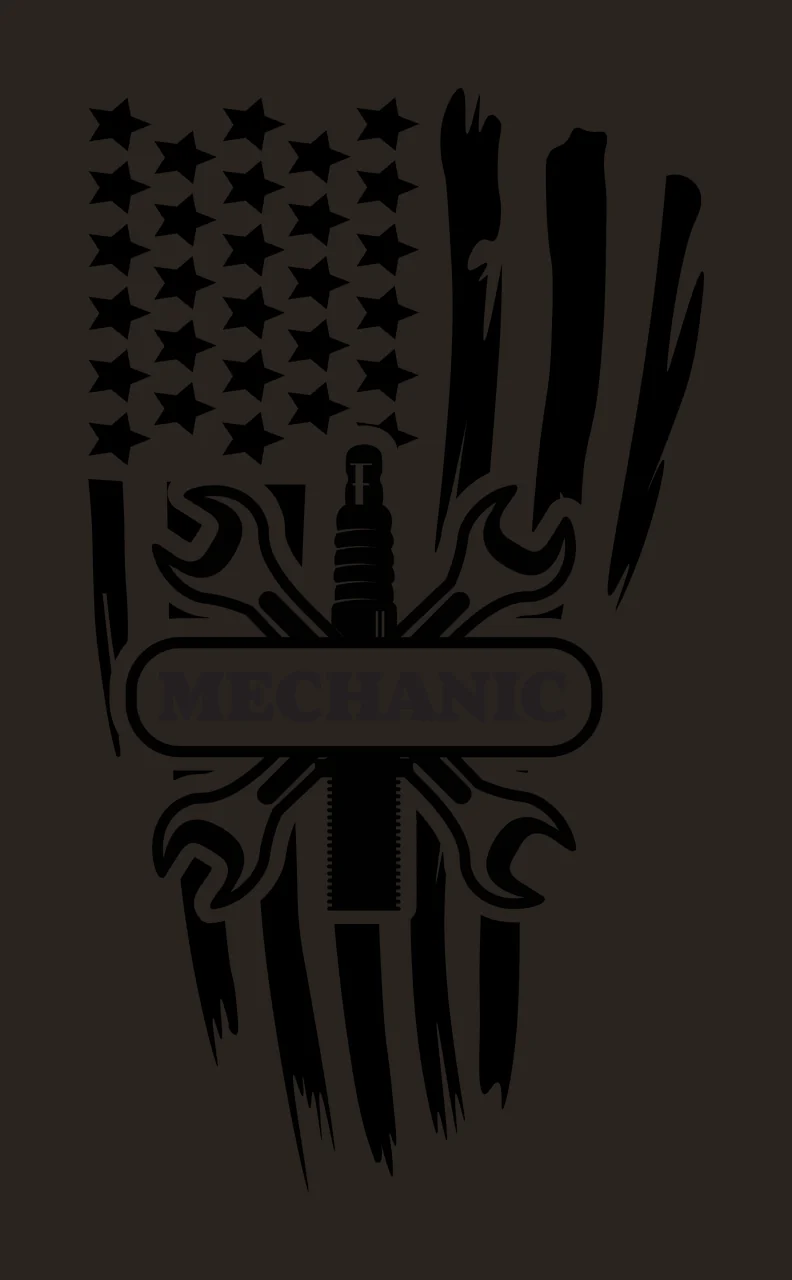 Mechanic Flag With Wrenches Spark Plug mechanical tools distressed contrast preview thumbnail