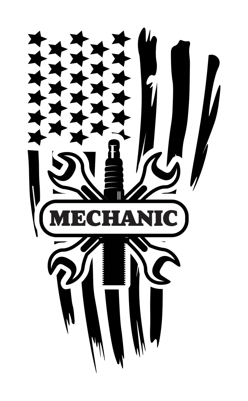 Mechanic Flag With Wrenches Spark Plug mechanical tools distressed