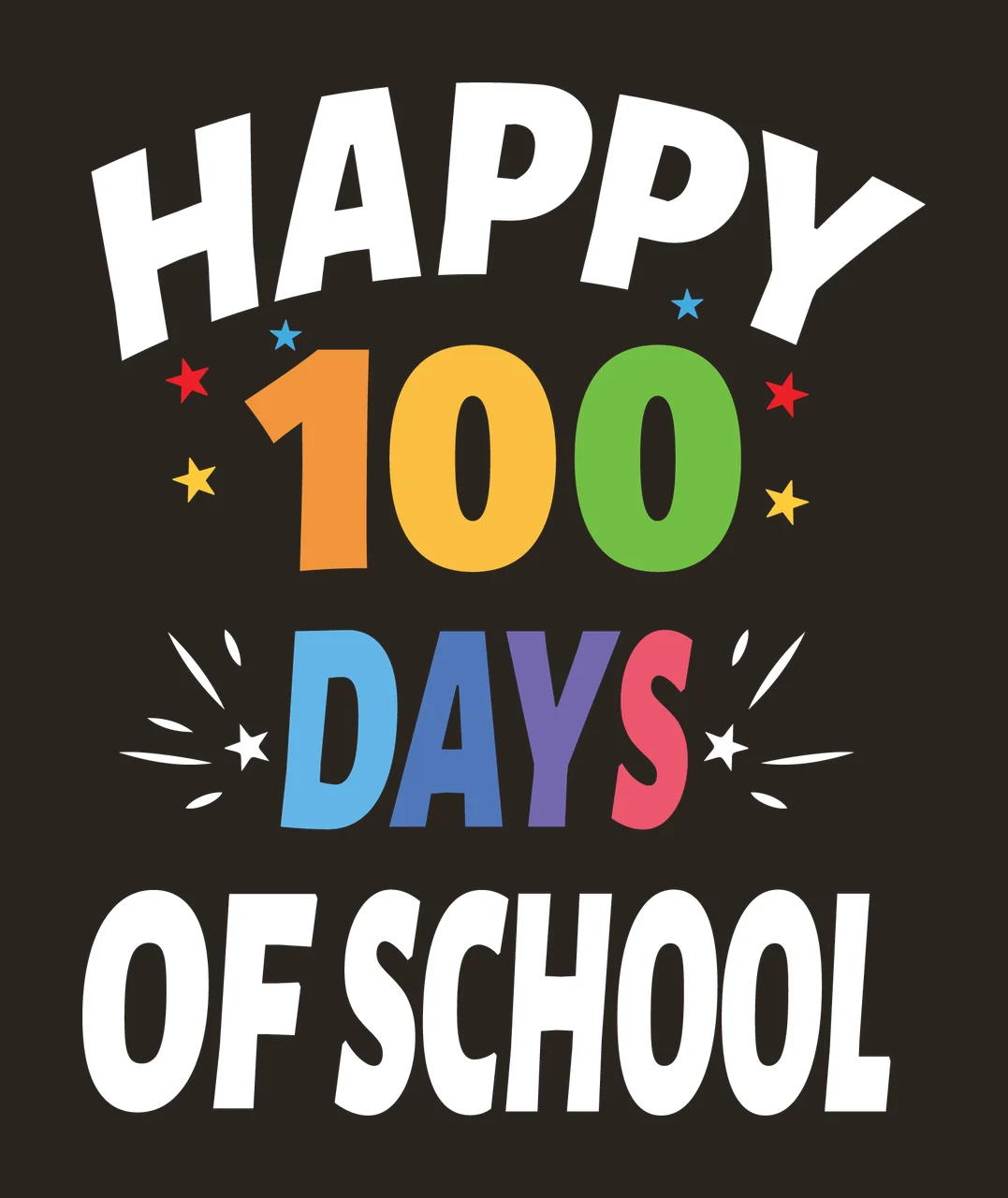Happy 100 Days Of School Text typography stars lines black contrast preview thumbnail