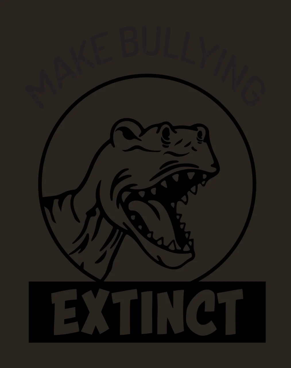Dinosaur Head Badge roaring teeth tongue circle line art black contrast preview thumbnail