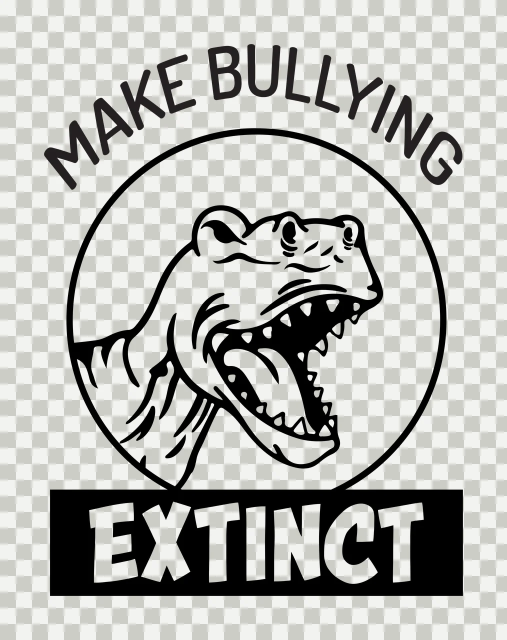 Dinosaur Head Badge roaring teeth tongue circle line art black transparency and detail preview thumbnail