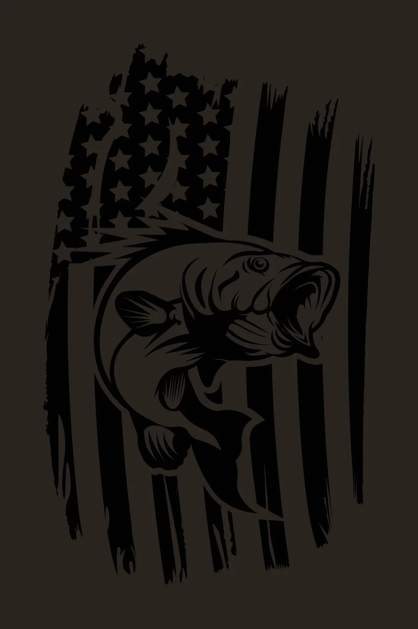 Leaping Fish American Flag Silhouette and Stars Stripes Distressed contrast preview thumbnail