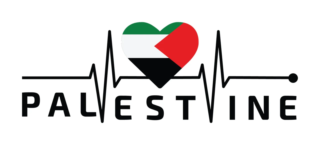 Palestine Text With Heart Heartbeat Line minimalist silhouette