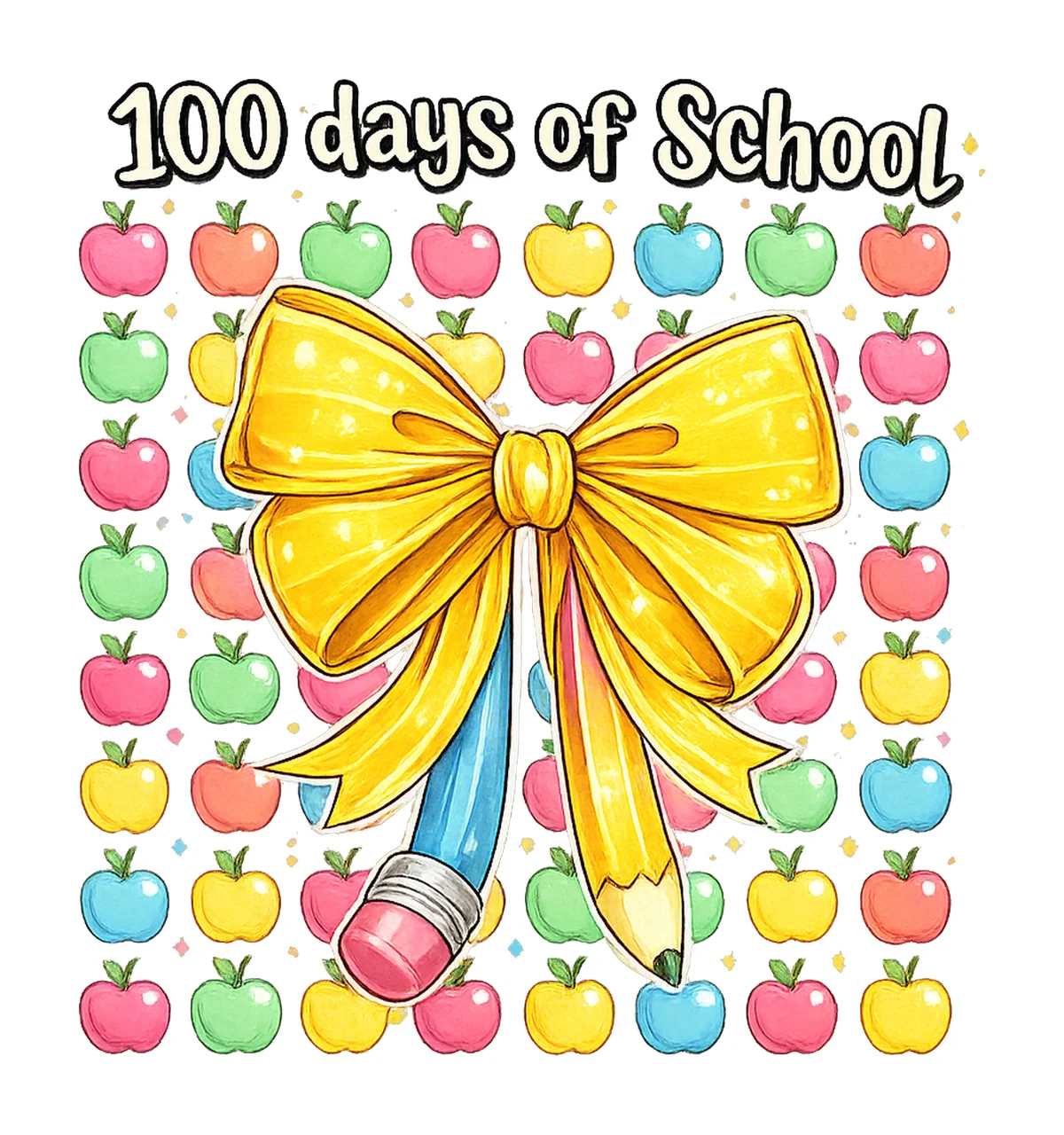 100 Days Of School Teacher Coquette Bow Pencil Design Cute